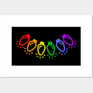 Rainbow Gay Pride Christmas Lights Posters and Art